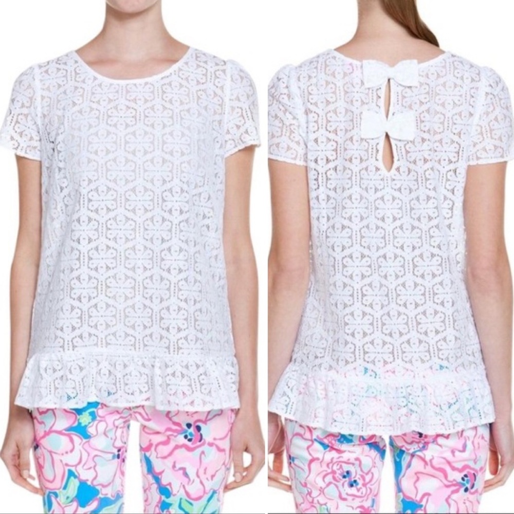 Lilly Pulitzer Stretchy White Lace Darla Top (M)